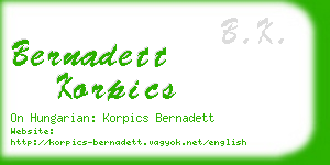 bernadett korpics business card